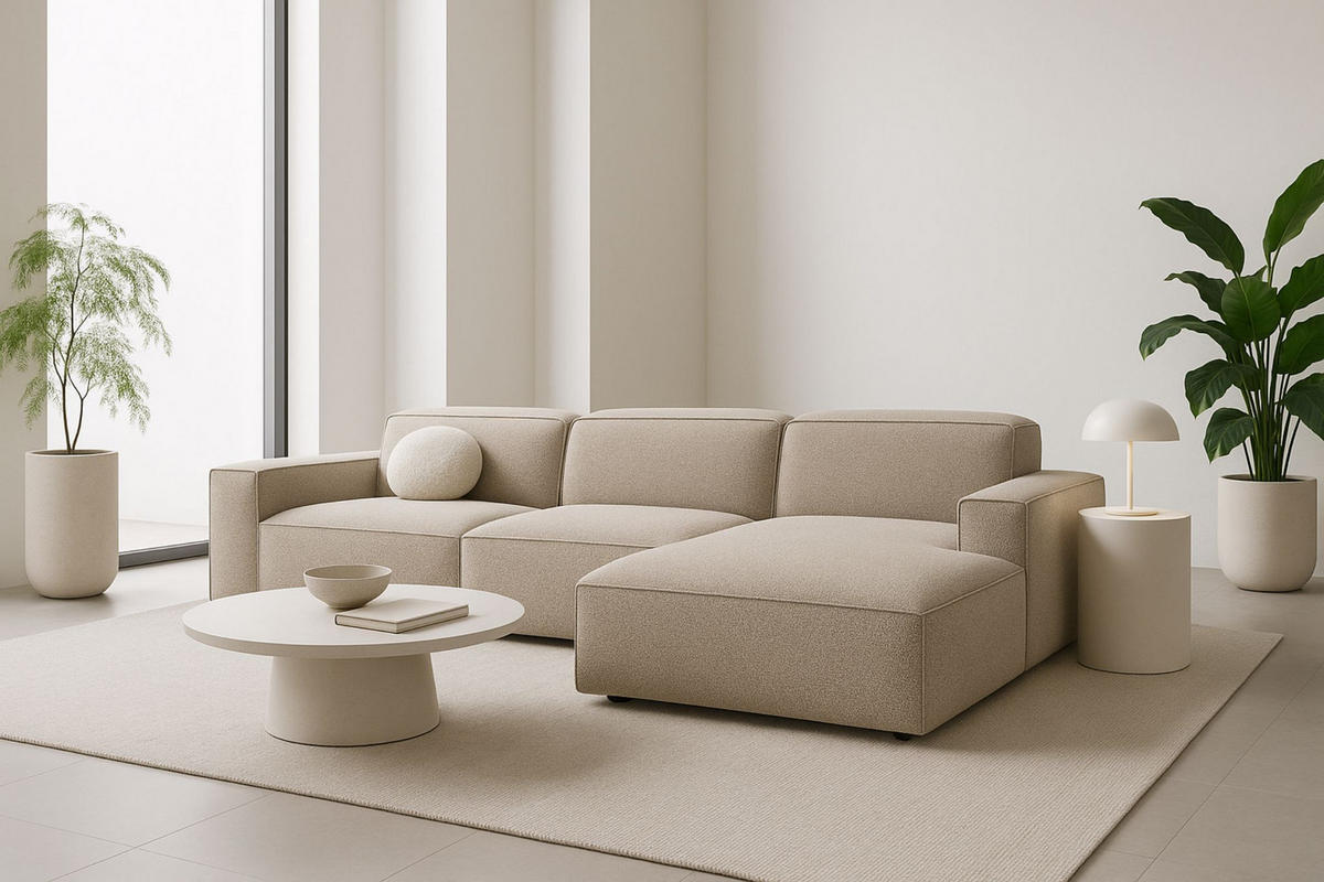 ECKSOFA Cursal L-Form, Stoff Artico, Beige, Rechts - Sandfarben, Holz (284/166cm) - Kaiser Möbel
