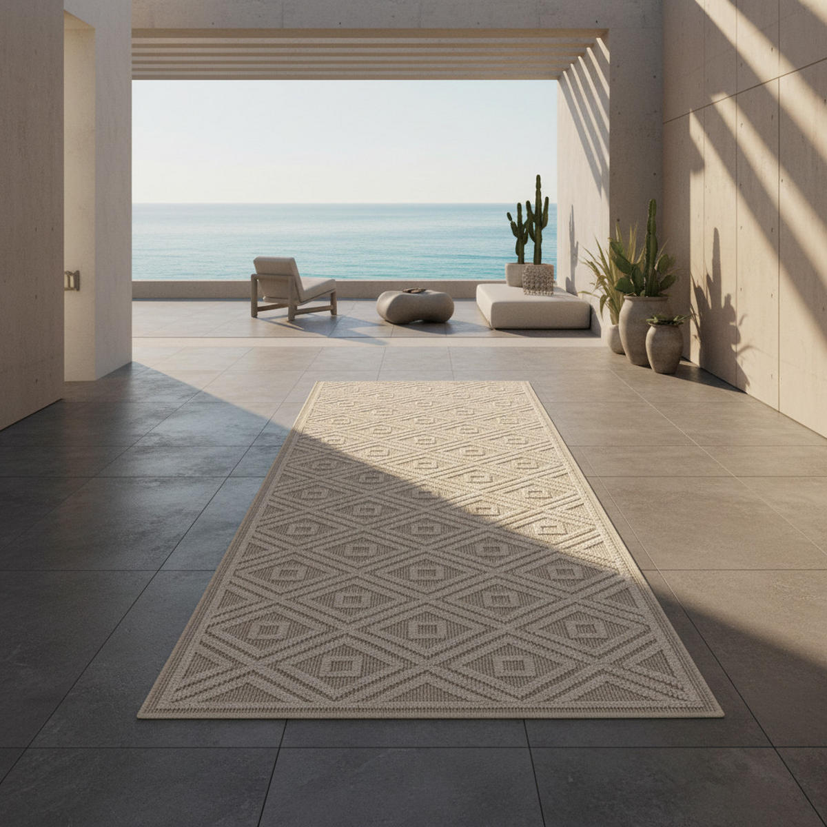 KÜCHENTEPPICH Raute Robust Waschbar Küche Balkon Strapazierfähig Läufer Beige 80x250 cm – CORTINA - Beige, Textil (80/250cm) - KADIMA DESIGN