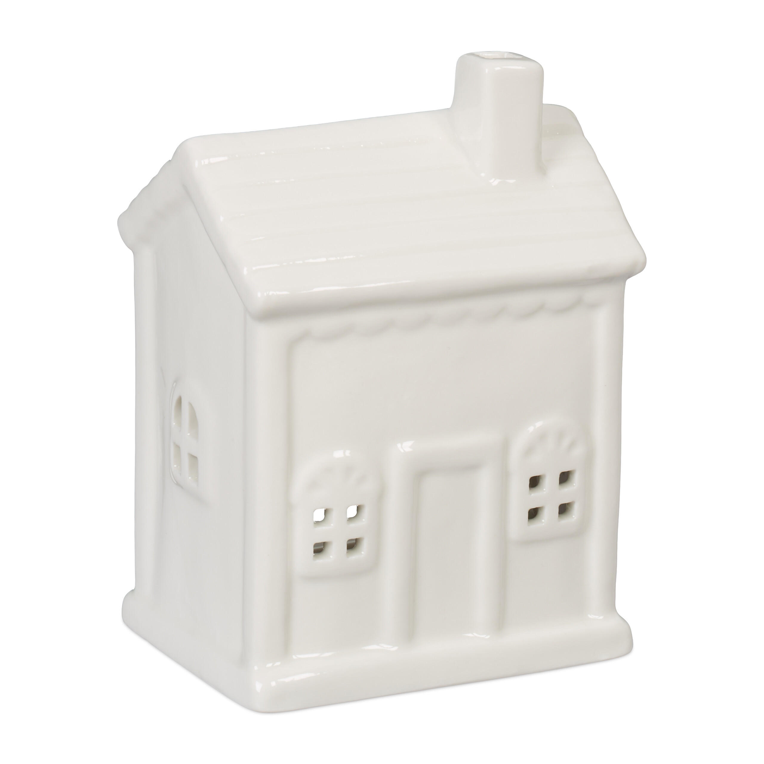 TEELICHTHAUS - Weiß, Keramik (12.5cm) - Relaxdays