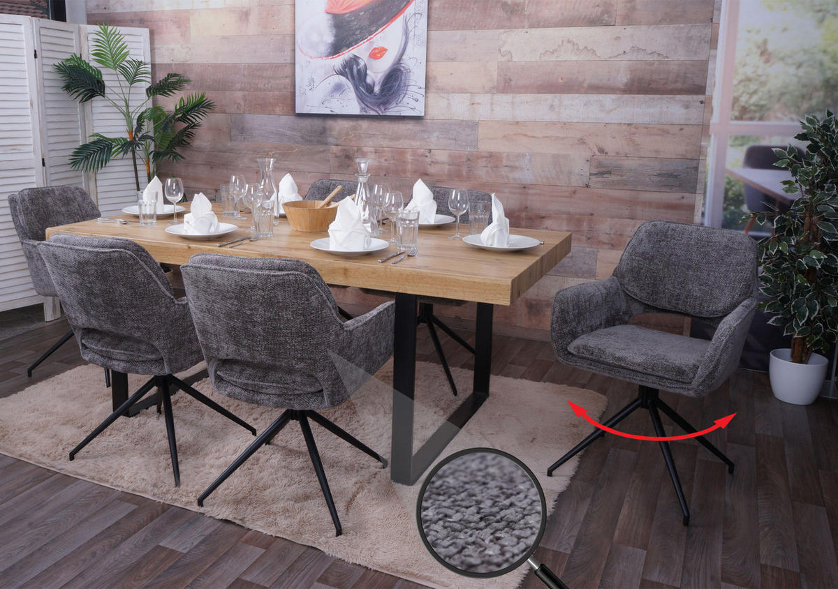 ESSZIMMERSTUHL Grau 6er-Set - Grau, Textil (57/86/61cm) - MCW