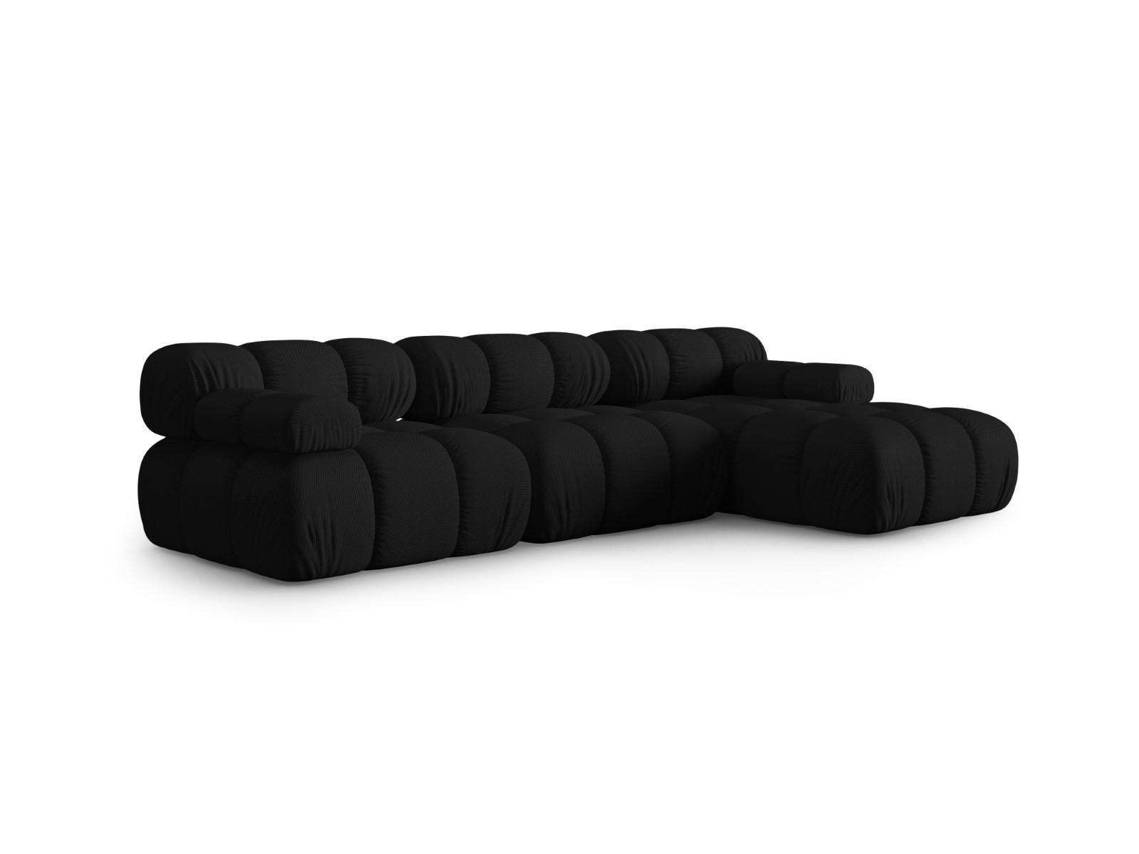 ECKSOFA modular rechts Bellis aus 3D-Stoff schwarz 4 Sitzplätze - Schwarz, Textil (155/282cm) - Micadoni