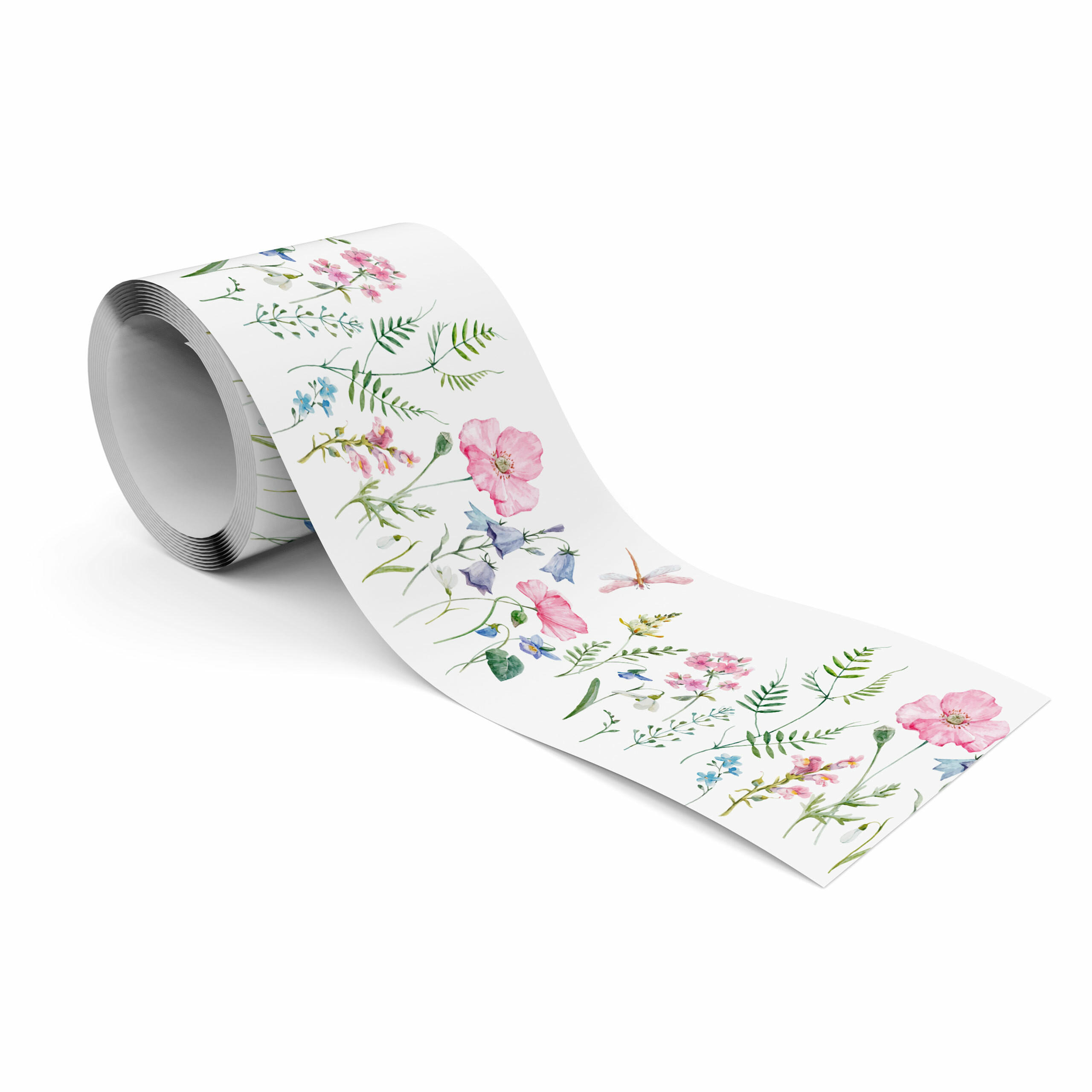 TAPETENBORDÜRE selbstklebend für Kinderzimmer Blumen Blätter Feldpflanzen - Blau/Violett, Papier (10/300/300cm) - Muralo