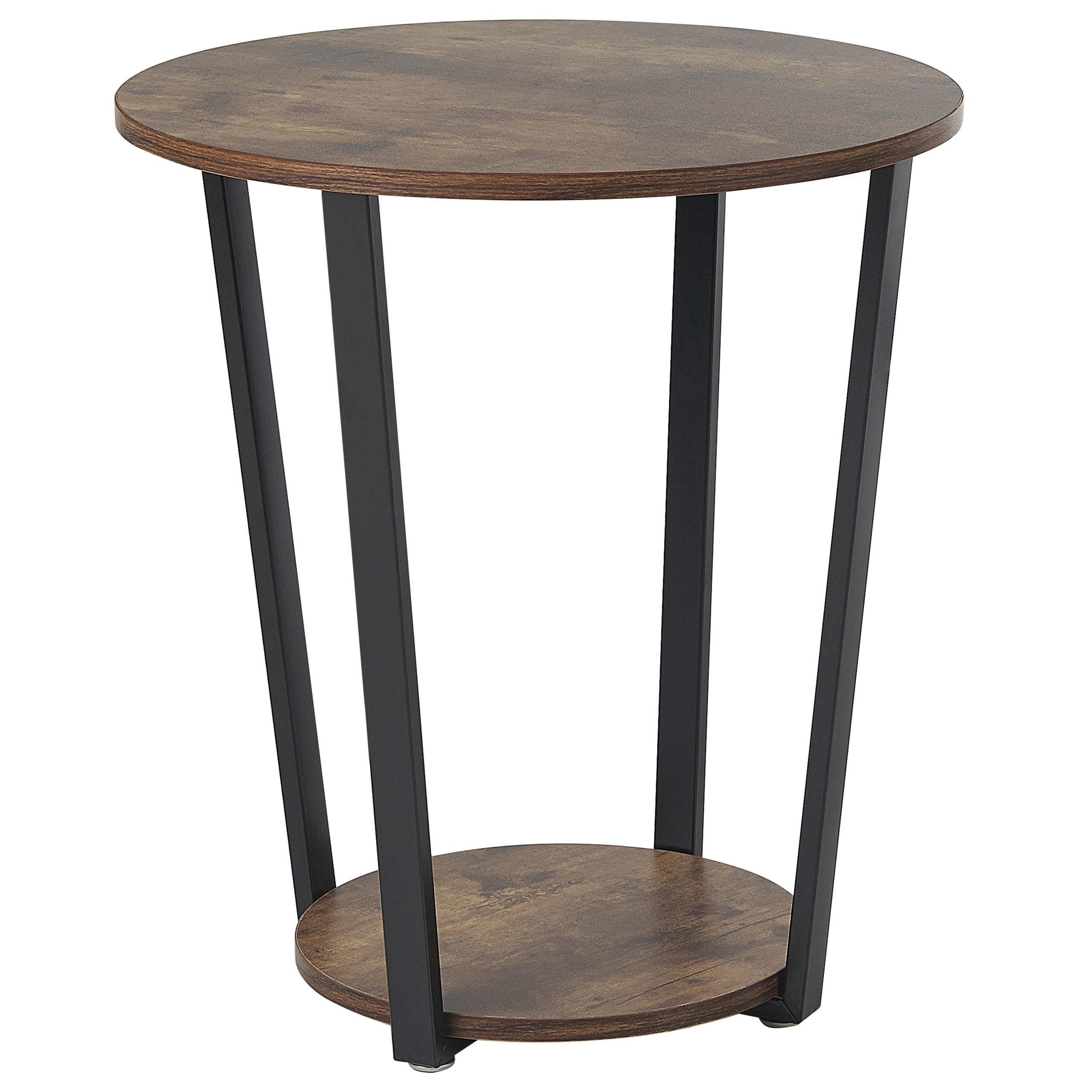 BEISTELLTISCH dunkler Holzfarbton/schwarz rund Orick - Dunkelbraun/Schwarz, Holzwerkstoff (50/50/57cm) - Beliani