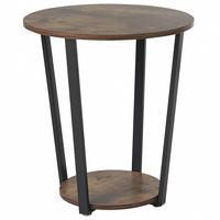 BEISTELLTISCH dunkler Holzfarbton/schwarz rund Orick - Dunkelbraun/Schwarz, Holzwerkstoff (50/50/57cm) - Beliani
