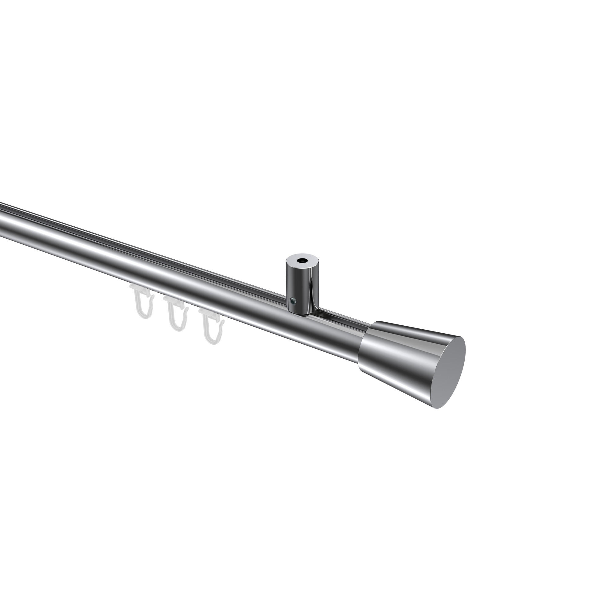 INNENLAUF-GARDINENSTANGEN-SET Sonius Sitra 140 cm, 1-läufig, 20 mm Ø Chrom - Chromfarben, Metall (140cm) - INTERDECO