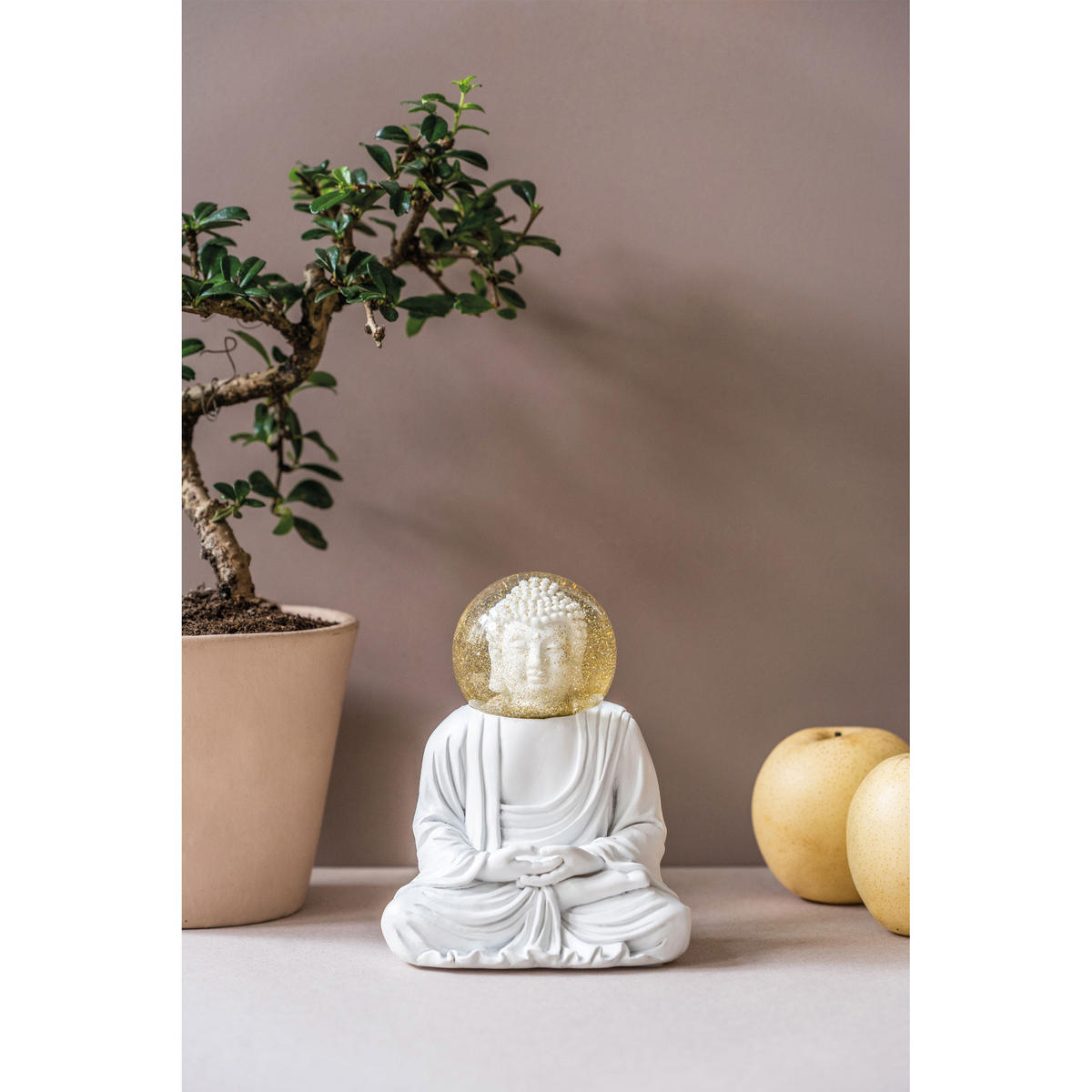 SCHNEEKUGEL Summerglobe The Buddha, Polyresin, Glas, Weiß, 15 cm - Weiß, Kunststoff (11.5/15/11.5cm) - Donkey Products