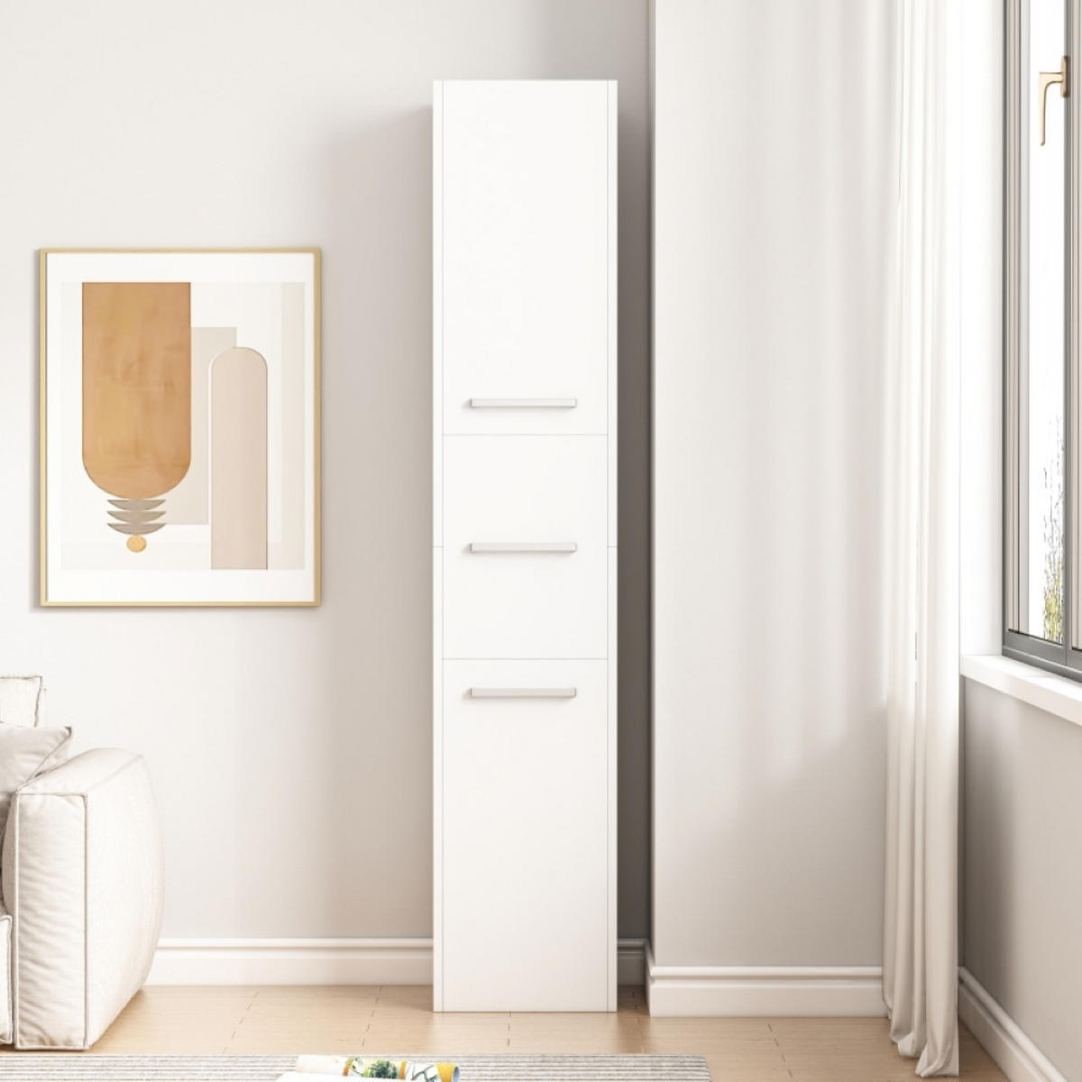 SCHRANK weiß 30/170/30 - Weiß, Holzwerkstoff (30/170/30cm)