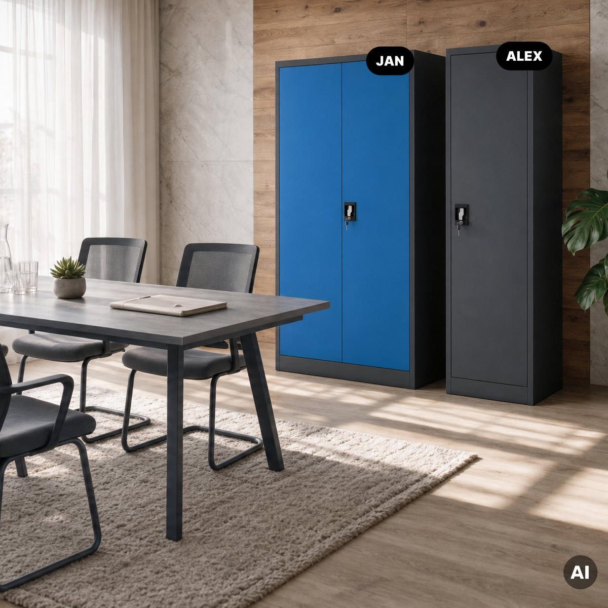 BÜRO Aktenschrank ALEX - Anthrazit, Metall (45/185/40cm) - Jan Nowak