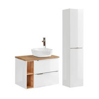 KÚPEĽŇOVÝ NÁBYTOK 80.4cm April 2-dielna súprava Biela - biela, kompozitné drevo (80.4/59/46cm) - Petits-meubles