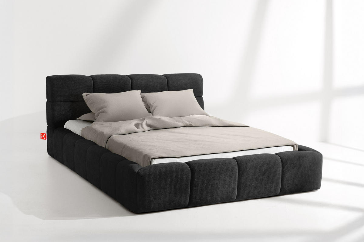 POLSTERBETT AERI 140/160/180/200 mit Rahmen und Bettkasten, anthrazit - Anthrazit, Holz/Holzwerkstoff (140/200cm) - KONSIMO®