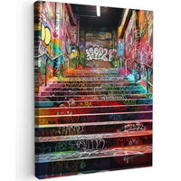 LEINWANDBILD Treppe - Graffiti - Farben - Kunst 30x40 cm - Multicolor, Textil (30/40cm) - MuchoWow