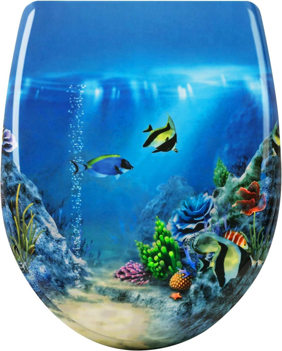 WC SITZ Toilettensitz mit Absenkautomatik, Duroplast - Blau, Kunststoff (31/2.51/48cm) - Woltu