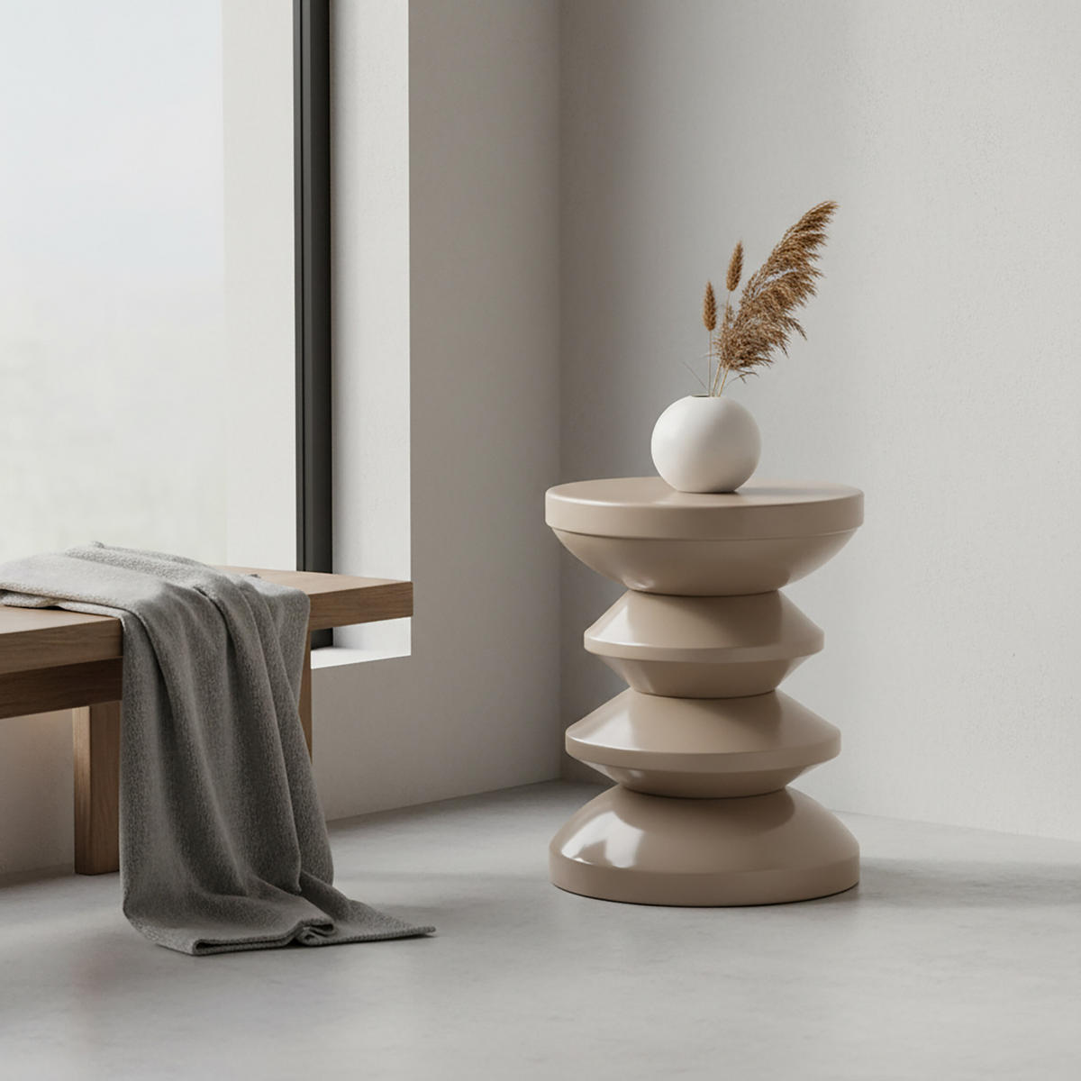 STRANSKA miza - bež, kovina (35/35/46cm) - Relaxdays