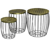 BEISTELLTISCH-SET 38/38/41 cm schwarz aus Metall stapelbar - Schwarz, Metall (38/38/41cm) - OKWISH