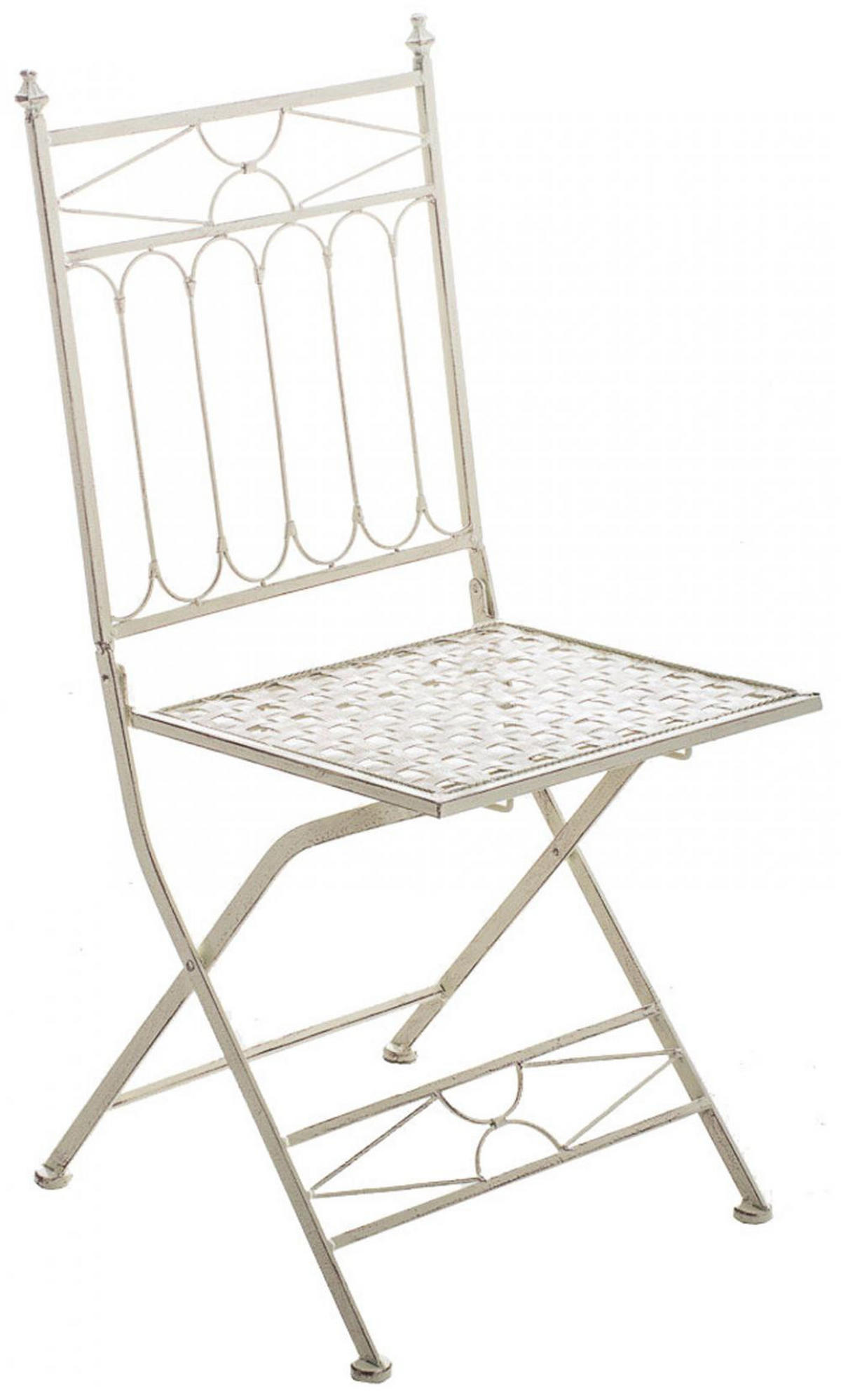 GARTENKLAPPSTUHL 2er Set Metall antik-creme - Creme, Metall (42/94/40cm) - CLP