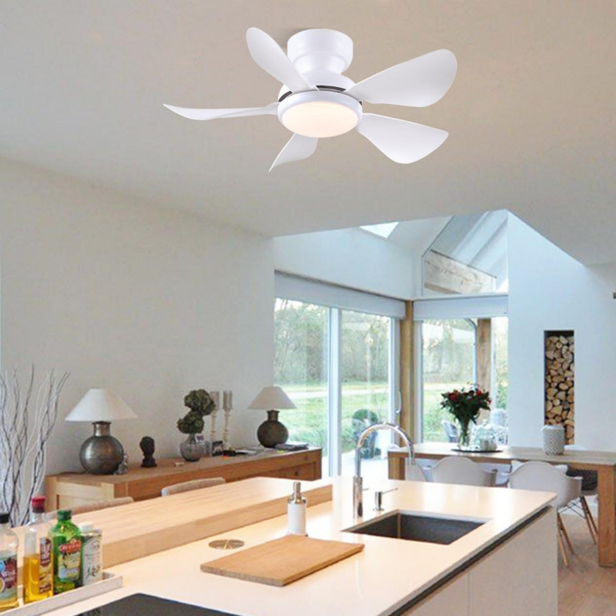DECKENVENTILATOR Weiß 81 cm mit LED und leisem DC-Motor - Weiß, Kunststoff (81/81/24cm) - Surtime