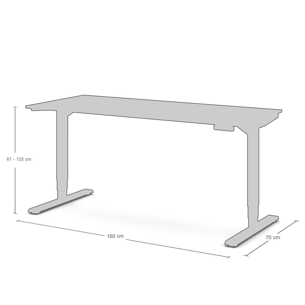 SCHREIBTISCH Elektrisch höhenverstellbarer Schreibtisch Y-Line Curved Sichtbeton Anthrazit Schwarz 160/70/62-127cm - Schieferfarben/Schwarz, Holzwerkstoff/Metall (70/160/127cm) - ASSMANN
