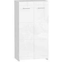 SCHUHSCHRANK aus Spanplatte 36x55x108 cm Weiß Hochglanz mit verstellbaren Regalböden und Türen - Weiß, Holz (55/108/36cm) - Modfu