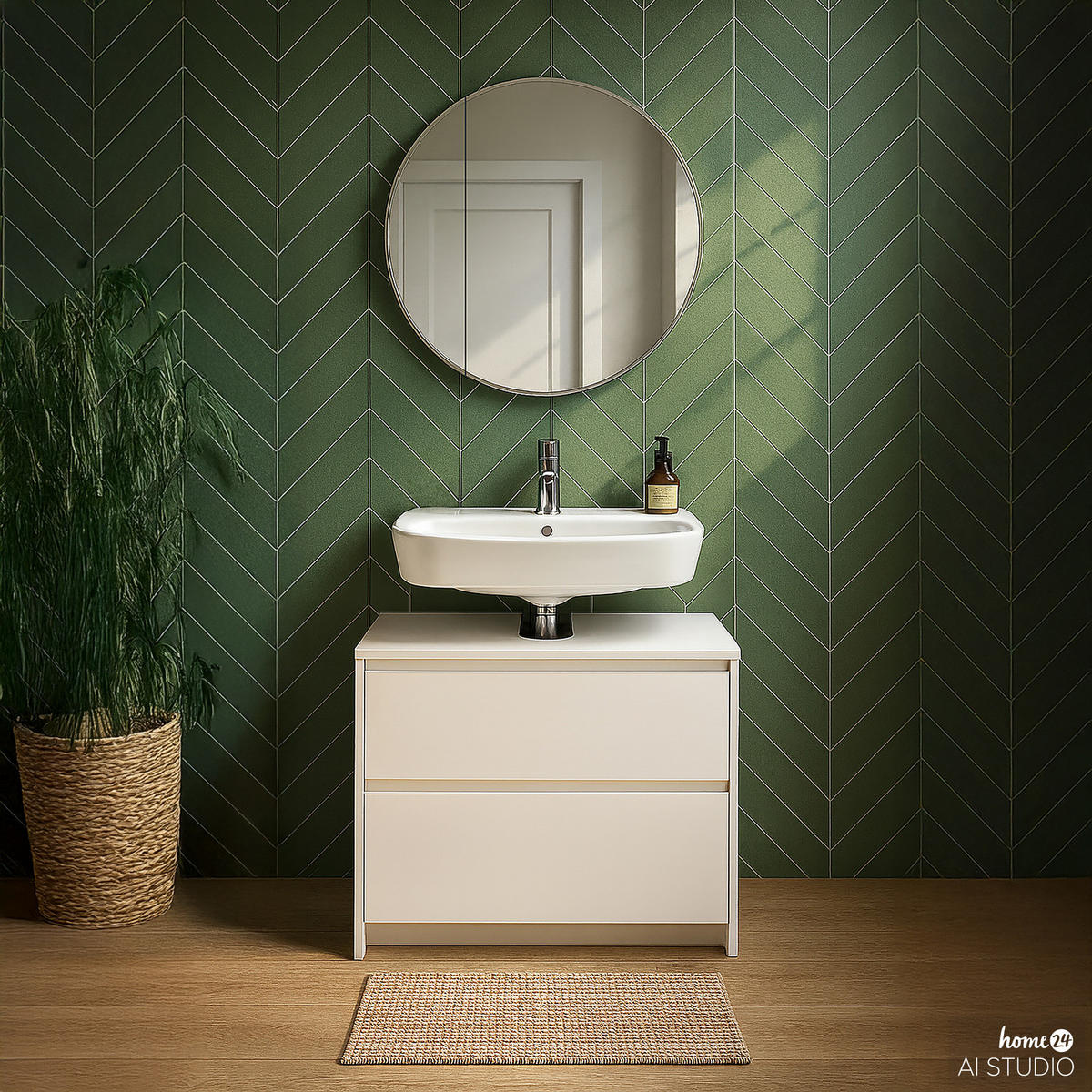 SPIEGELSCHRANK - rund - Weiß, Holzwerkstoff (72/72/16cm) - home24