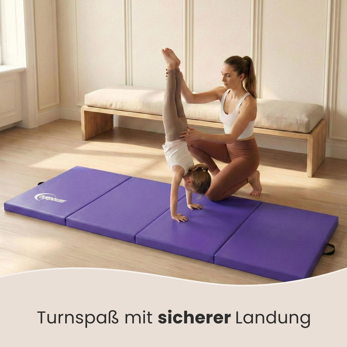 GYMNASTIKMATTE zum Wenden - 180/60/5 cm Faltbare Turnmatte - Lila, Kunststoff (60/180cm) - eyepower
