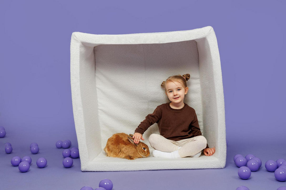 BÄLLEBAD für Kinder, Boucle, Weiß - Transparent/Perlmutt, Textil (90/90/40cm) - MeowBaby