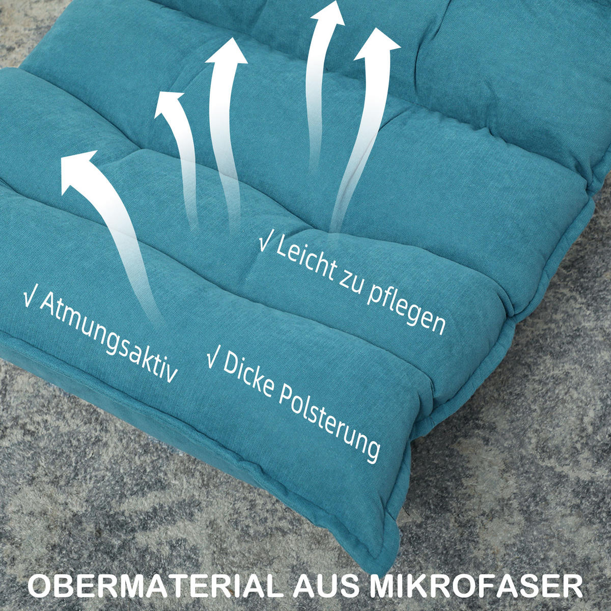 BODENSTUHL Bodensofa mit Verstellbarer Rückenlehne für Wohnzimmer, Büro Blau - Blau, Metall (70/95/62cm) - HOMCOM