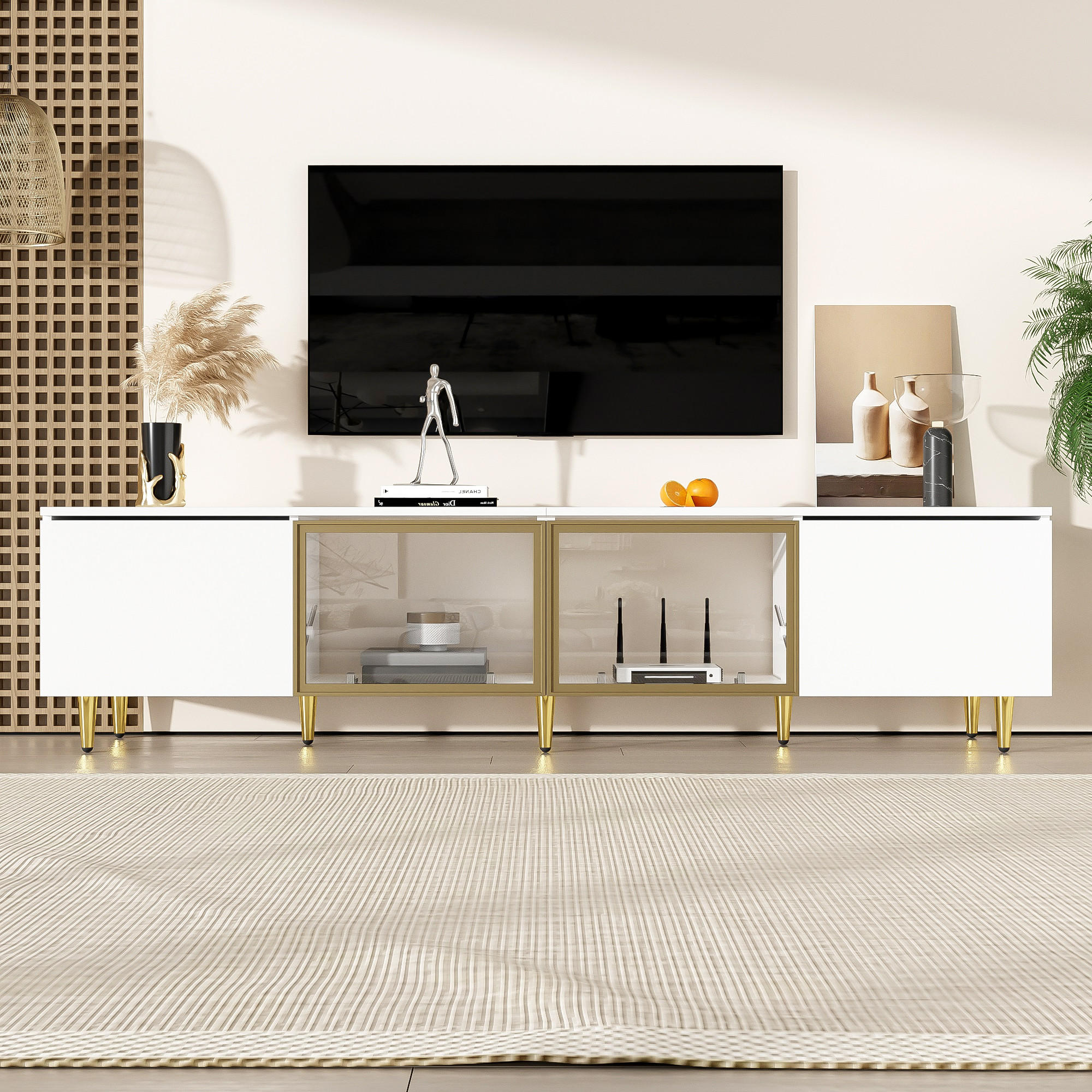 TV-ELEMENT Weiß 170/33/40 cm - Weiß, Glas/Holz (33/40/170cm) - Urban Meuble