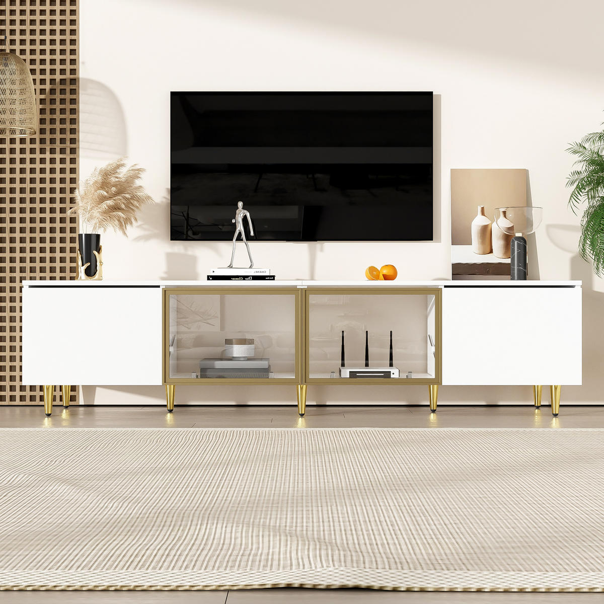 TV-ELEMENT Weiß 170/33/40 cm - Weiß, Glas/Holz (33/40/170cm) - Urban Meuble