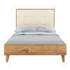 MASSIVHOLZBETT Frida, gepolstertes Kopfteil, Eiche - lackiert, Naturfarben/Ecru, 160x200 - Ecru/Eichefarben, Eichenholz/Holz (160/200cm) - Visby