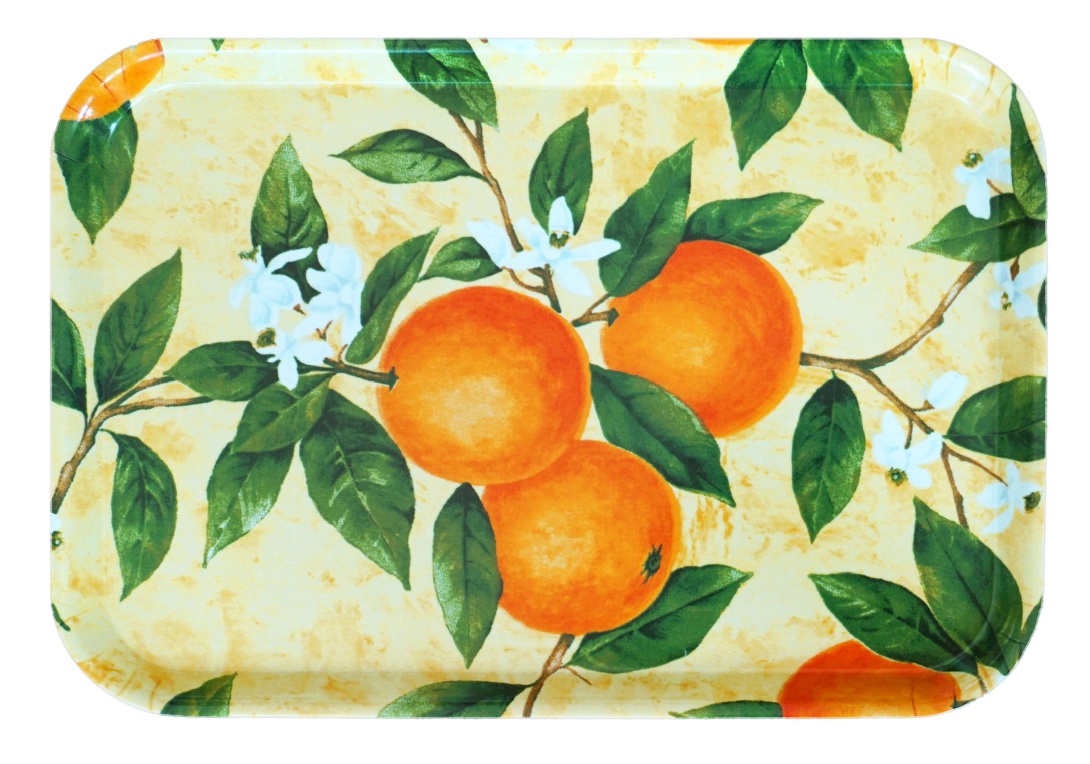 TABLETT Orangenhain, rechteckige Melamin Serviertablett 38x26 cm - Orange, Kunststoff (26/2/38cm) - Lashuma