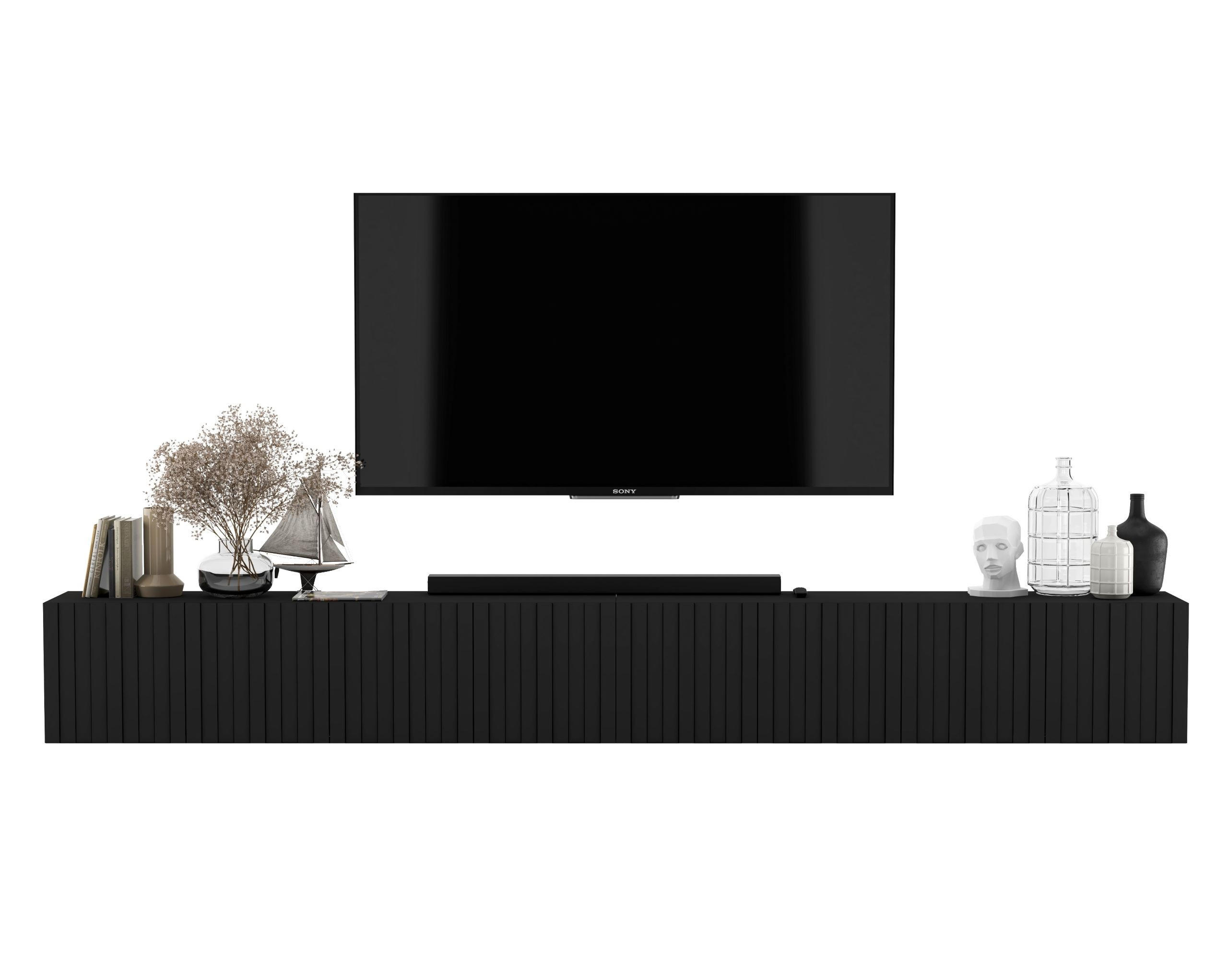 TV-LOWBOARD 2-er Set Elpis Schwarz Matt Glamour 150 cm - Schwarz, Holzwerkstoff (300/37.5/36.5cm) - Meble Lindner