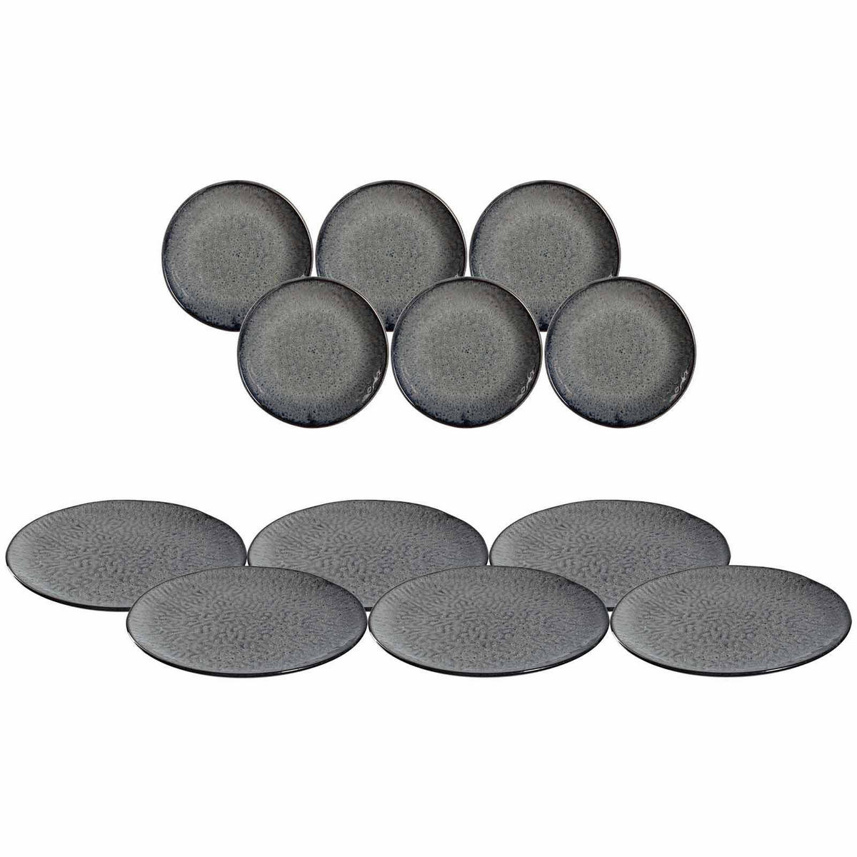 TELLERSET Matera anthrazit 12er Set - Anthrazit, Keramik (1/1/1cm) - Leonardo Living