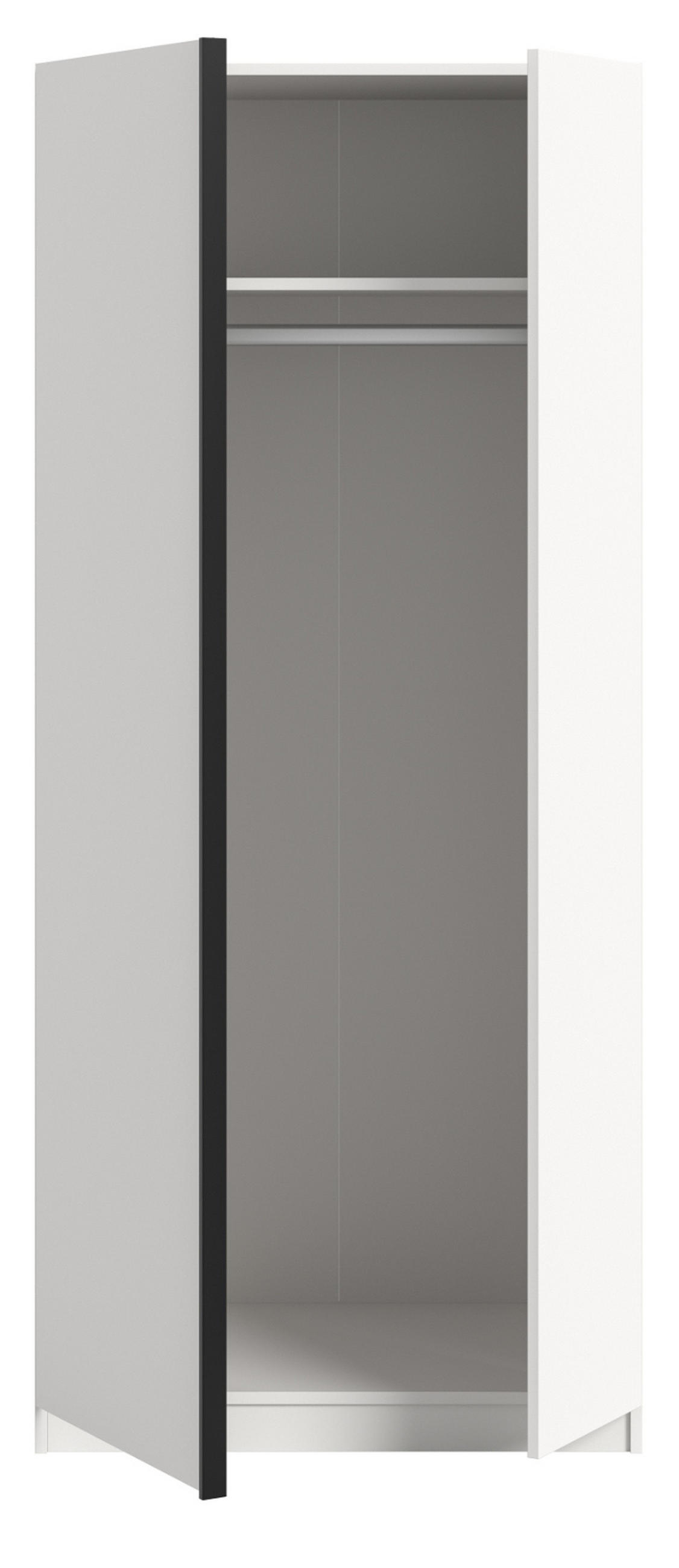 KLEIDERSCHRANK weiß 2-türig 80 x 183 cm, Drehtürenschrank inklusive Einlegeböden - Schwarz/Weiß, Holzwerkstoff/Kunststoff (80/183/53cm) - Inn.Furn