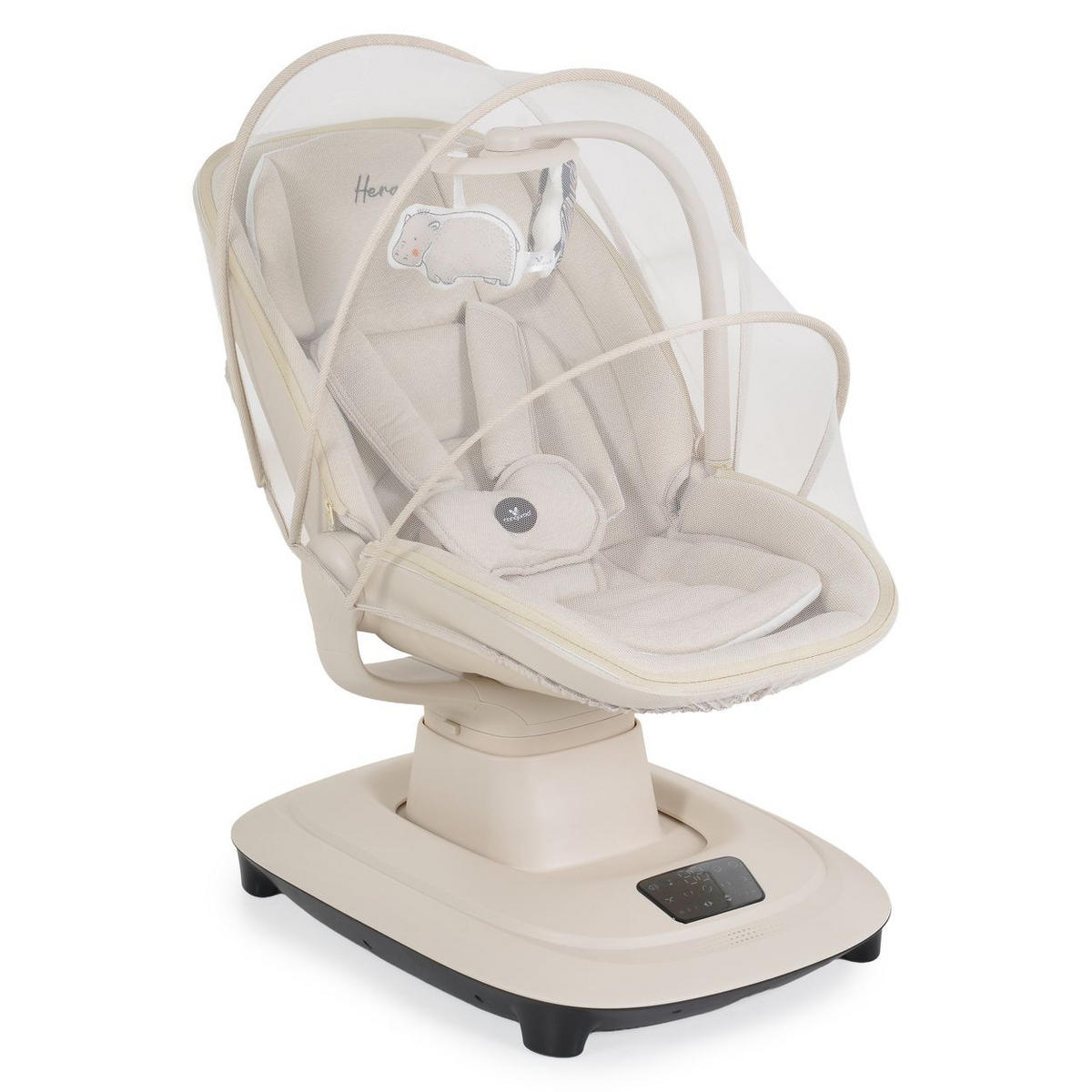 BABYWIPPE Hera beige App-Steuerung, 360° drehbar, Moskitonetz, 5-Punkt-Gurt, 5 Stufen - Beige, Metall - Cangaroo
