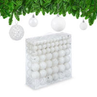 WEIHNACHTSKUGELN-SET 150-tlg. - Weiß, Kunststoff (6/7/6cm) - Relaxdays