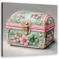 WANDBILD retro vintage truhe - Pink, Textil (50/50cm) - Feeby