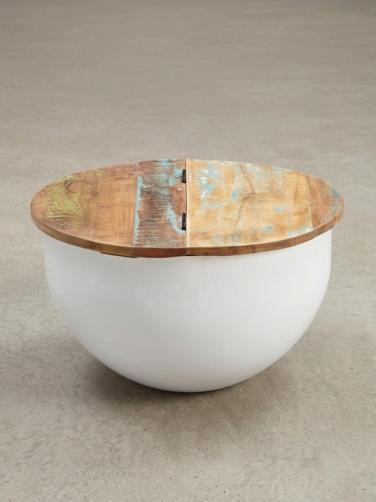 COUCHTISCH Industrie Stil mit klappbarer Tischplatte, Aufbewahrung, Massivholz, Metallkörper, Weiß 60x60x34 cm - Weiß, Holz/Metall (60/60/34cm) - KADIMA DESIGN