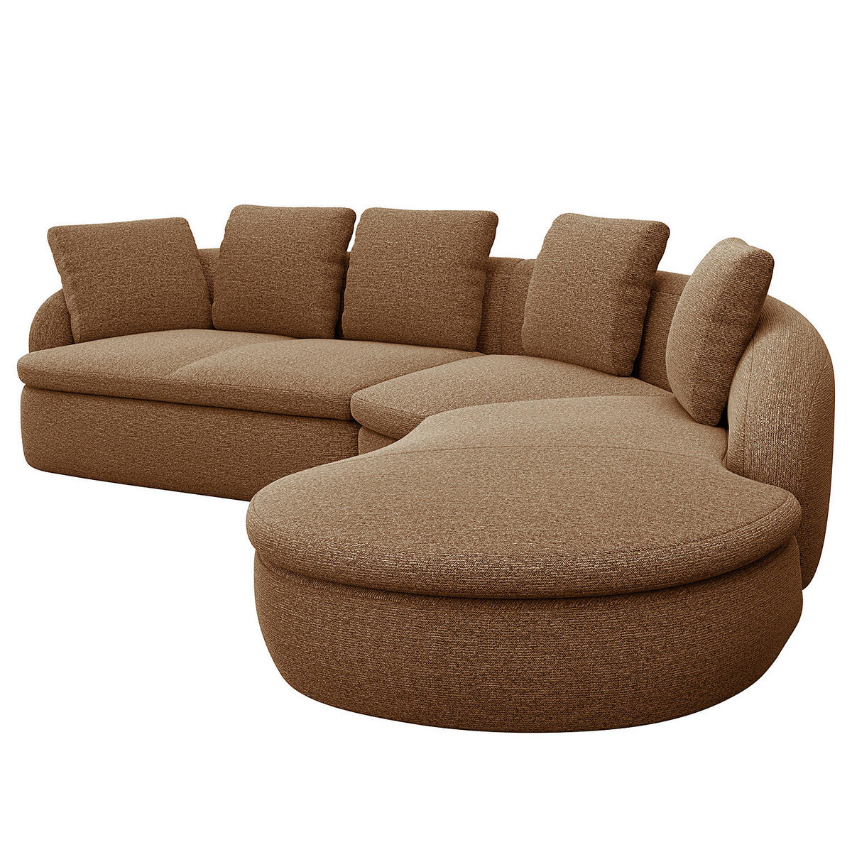 ECKSOFA mit Rundecke - Beige/Schwarz, Kunststoff/Textil (340/225cm) - home24