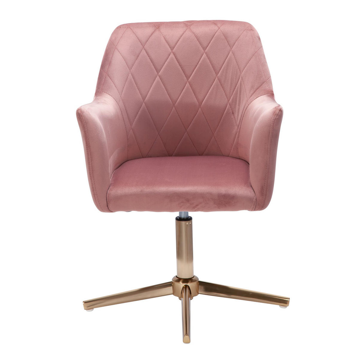 DREHSTUHL Samt mit Armlehnen Eisengestell 360° Funktion, Rosa 97x55x55 cm - Pink/Goldfarben, Textil/Metall (97/55/55cm) - KADIMA DESIGN