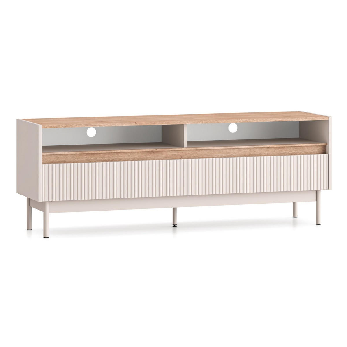 TV-LOWBOARD Dunea Kaschmirgrau/Eichenholzoptik 154/40/55 cm - Taupe/Beige, Holzwerkstoff/Metall (154/55/40cm) - Selsey