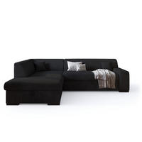 ECKSOFA mit Schlaffunktion Cordstoff MILENZO Schwarz Links - Schwarz, Holz (260/175cm) - Bromarkt