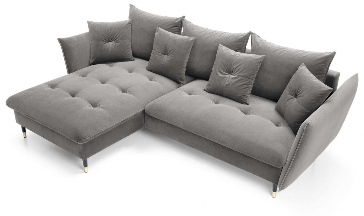 ECKSOFA 260 cm Sagir mit Schalffunktion, Bettkasten, Links - Grau - Schwarz/Grau, Holz (167/258cm) - Emporius