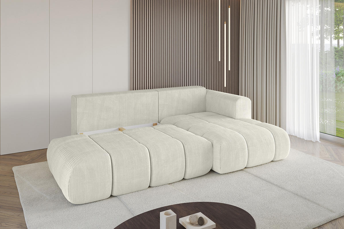 ECKSOFA Ottomane Rechts CLOUD-L 289x180x40 Hellgrau Cord - Hellgrau, Holzwerkstoff/Kunststoff (289/180cm) - ALTDECOR