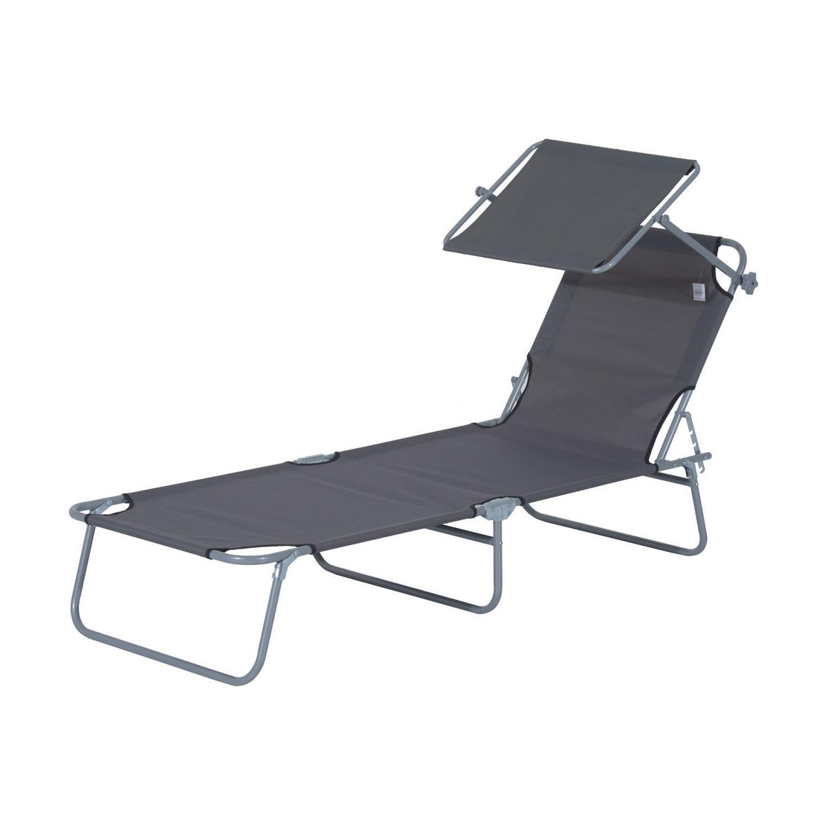 SONNENLIEGE DE-07693 klappbar, mit Sonnenschutz, 4-fach verstellbar Grau - Grau, Metall (58/36/187cm) - ComfortXL