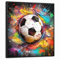 LEINWAND Bilder mit Rahmen - Fußball - Farbe - Farben - Schwarz - Weiß - 90x90 - Weiß, Textil (90/90cm) - MuchoWow