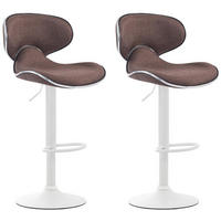 BARHOCKER 2er Set Stoff braun - Weiß/Braun, Textil/Metall (46/88/49cm) - CLP