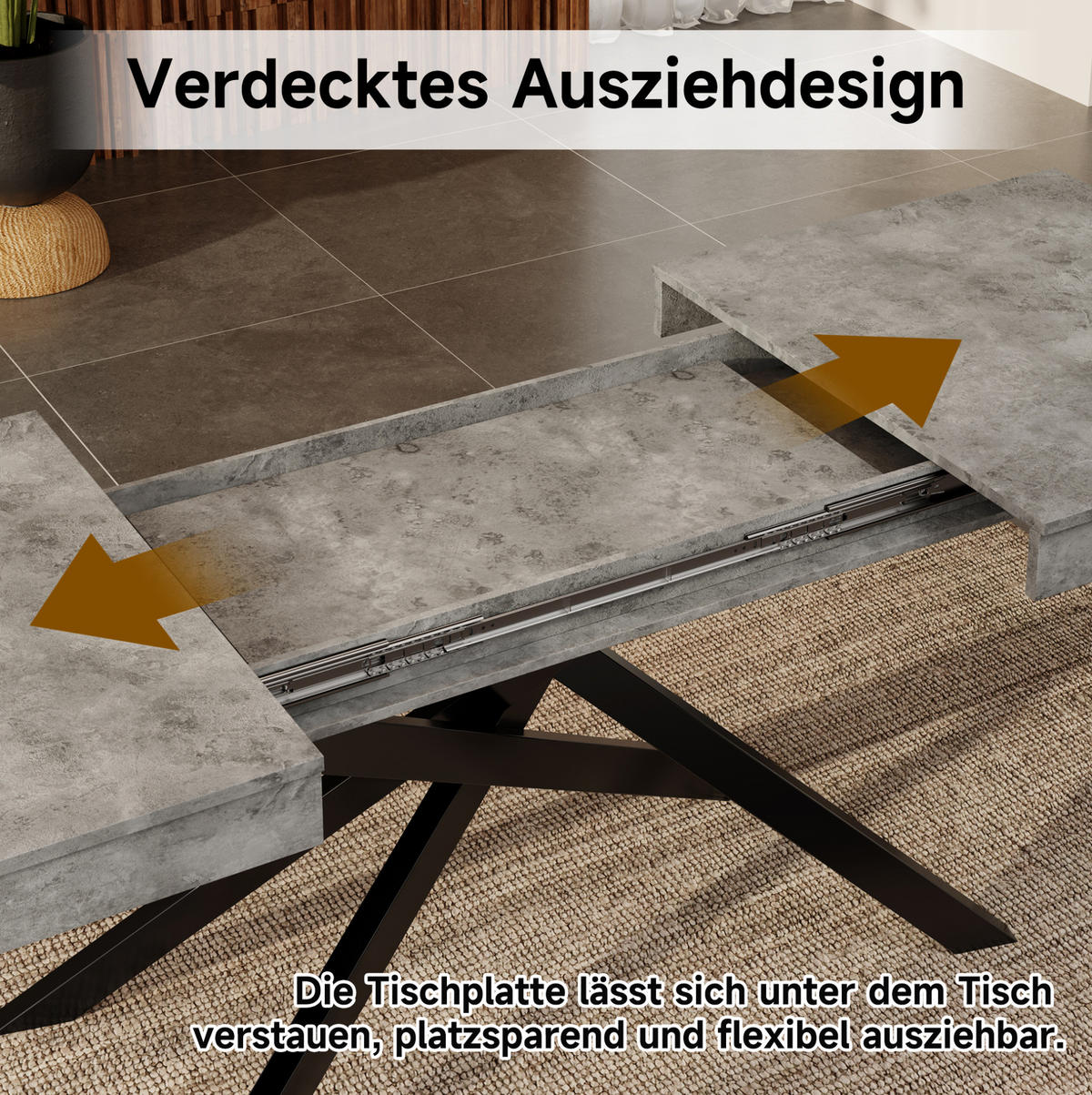JÍDELNÍ stůl 140/180/80 cm šedý z MDF s rozkládací deskou pro 6–8 osob - šedá, kompozitní dřevo (180/80/76cm) - OKWISH