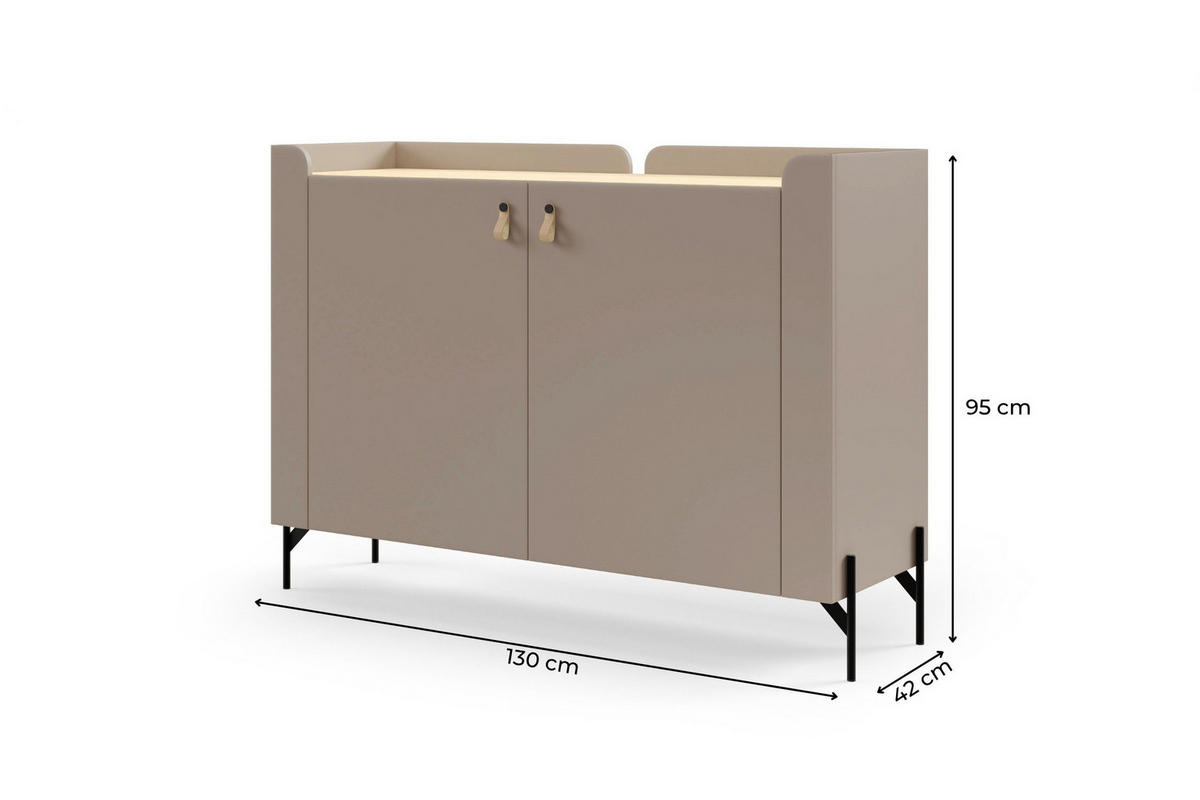 KOMMODE SOVI 06 130 / 95 / 42 cm in Porcini / Eiche Mavelie - Greige/Eichefarben, Holzwerkstoff (130/95/42cm) - Deine Möbel 24