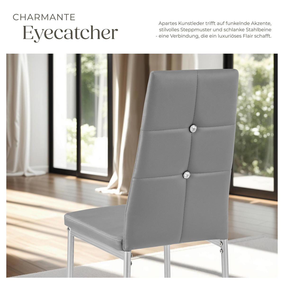 ESSZIMMERSTUHL 6er Set Julien 40 x 42 x 97 cm grau - Grau, Textil (42/97/40cm) - tectake