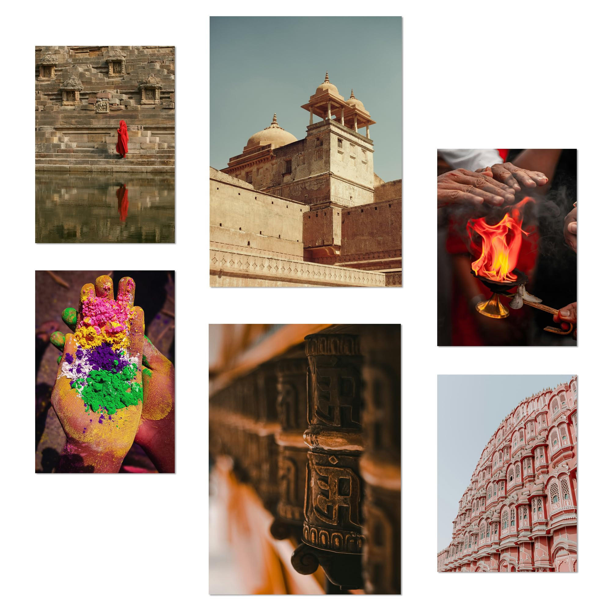 POSTER Set Mit 6 Fotografien Aus Indien Und Asien A3 & A4 Rahmenlos - Klar, Papier (29/3cm) - Nacnic